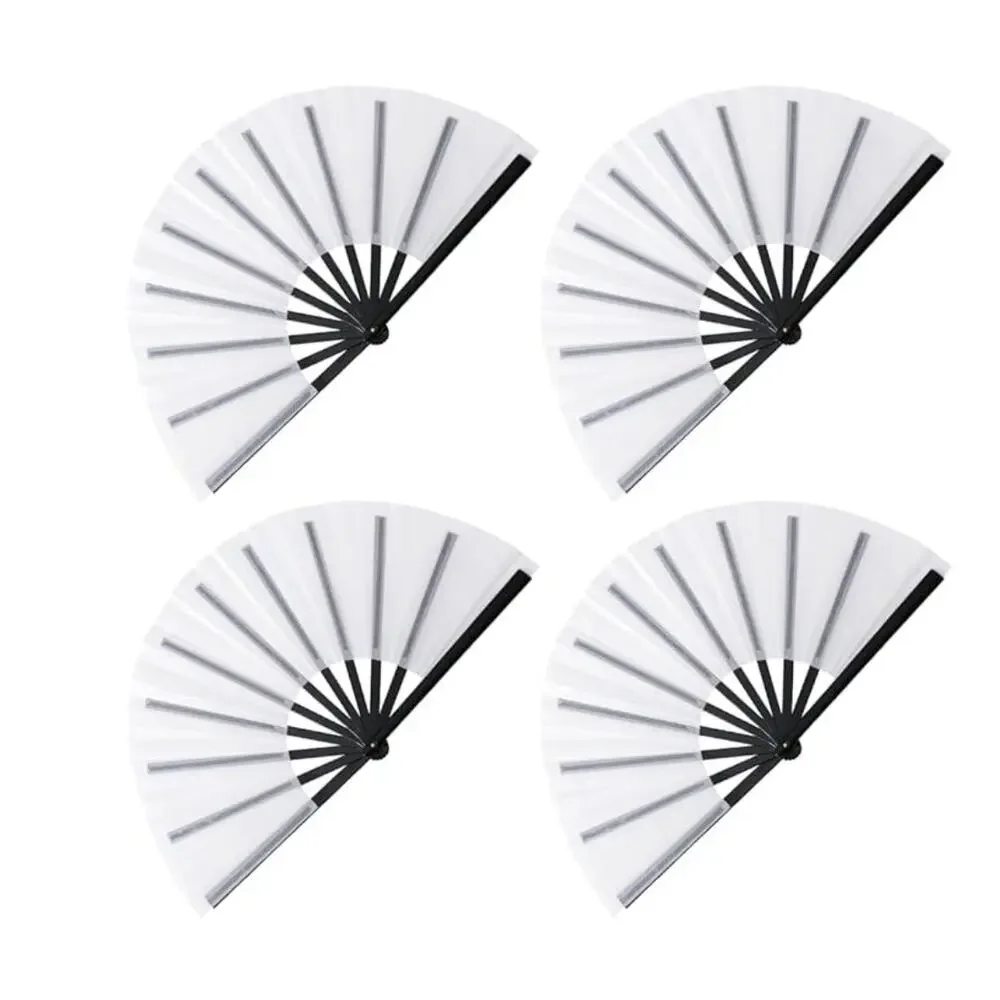 NWT Gionforsy 4pcs Clap Fan Fabric Large Folding Set Decorative Hand (White)